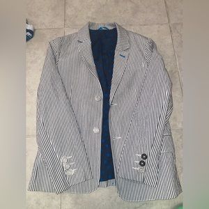 Mini Boden Boys Seer Sucker Blazer New 11/12